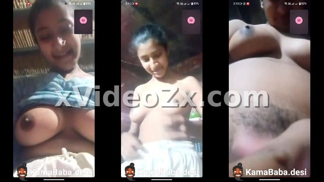 Desi girl strips ude and fingers during video call sex